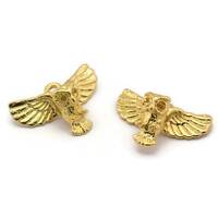 Gold Owl Charm, 2 Gold Plated Brass Owl Necklace Pendants (18x10mm) N0417 Q0095