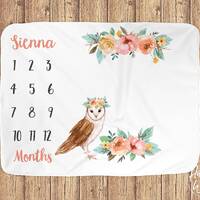 Owl Milestone Blanket, Baby Month Blanket, Milestone Blanket Girl, Baby Girl Gift, Monthly Baby Blan