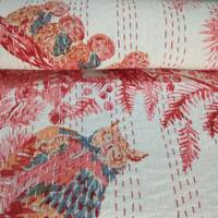 Owl Print Kantha Bed Cover Indian handmade Bedspread Owl Bed Cover  Home Living Kantha Bedspreads Bl