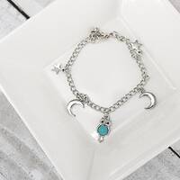 owl charm bracelet Love Who You Are Bracelet turquoise owl charm star and moon charms