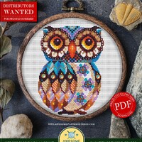 Mandala Owl #P541 Embroidery Cross Stitch Pattern Download | Stitching | Embroidery Kits | Embroider