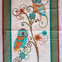 Owl Fabric Panel: Ro Gregg "Who's Who" Cotton Quilt Fabric
