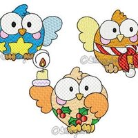 CHRISTMAS OWLS" Stickdateien-Set 10x10