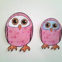 Owl Stickers, unique, hand cut, Art Stickers, set of 2