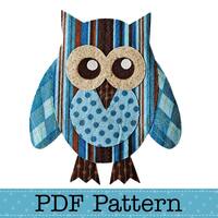 Owl Applique Template, Bird, Animal, Owl on Branch, Valentine Owl, DIY, Children, PDF Pattern by Ang