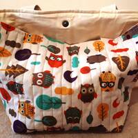 Owls Themed Quilted Hold All Tote bag