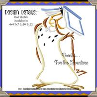 Owl from Winnie the Pooh Sketch Digital Embroidery Machine Design File 4x4 5x7 6x10 8x12