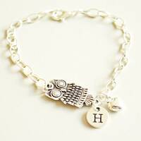 Owl Bracelet, Owl Gift, Owl Charm Bracelet, Owl Jewelry, Bird Bracelet, Personalized Owl bracelet, S