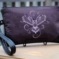 Purple Owl Clutch, Phone Wristlet, Embroidered Purse, Woodland, gift for mother, daughter, sister, g