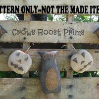 SALE Halloween Primitive epattern-NOT DoLL, Owl, Pumpkin, Skeleton Head Garland - Ornaments  391