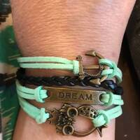 SALE Owl Large ,Pink Leather Charm Bracelet,Owls, Leather,key,Bracelet, Pink,Jewelry, infinity,Love