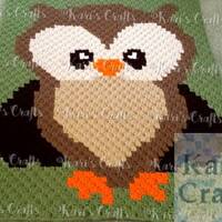 Hand Crocheted Brown Owl Baby, Toddler or Lap Graphghan Afghan Blanket Throw - Ready to ship