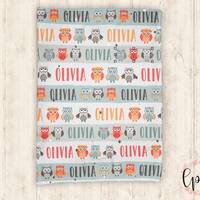 Personalized Baby Blanket - Owl Baby Blanket -  Owl Blanket - Personalized Name Blanket - Minky Baby