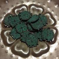 Greek Mykonos Owl Pendant Green Patina 25mm Qty 1