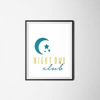 Nursery Wall Art, Baby Shower Gift, Night Owl Club - Printable, Funny Nursery Digital Print, Nursery