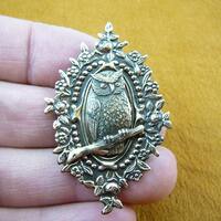 Owl perched night bird heart lover I love owls birds brass pin pendant Wow B-Bird-352