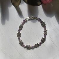 Amethyst Owl Bracelet gift for her, layering, stackable, boho, stylish, unique, fashionable, chic, c