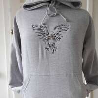 Owl Hoodie, Embroidered Owl Hoody, Owl Sweater, Embroidered Hoodie, XS - 5XL