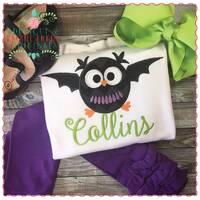 Applique and Embroidery Originals Digital Design 609 Owl Bat Haunted Applique Design Halloween Embro