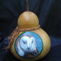 Hand Painted Gourd- Barn Owl