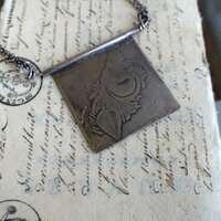 Owl silver art necklace one of a kind silver jewelry handmade artisan