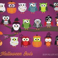 Halloween Owl Clipart: Spooky Autumn Graphics (PNG, EPS)
