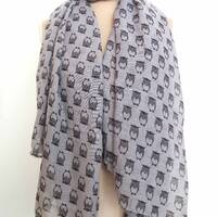 Owl Print Infinity/Oblong Scarf For Women Gift Accessories