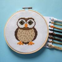 Owl Cross Stitch Kit - Easy Counted Cross Stitch Kits for Beginners - Cute Wildlife Needlepoint Kit,