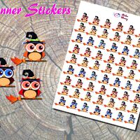 Halloween Owl Planner Stickers, Witch, Broomstick, Printed Stickers, Cute Stickers, Kawaii Stickers,