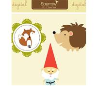 Woodland Creatures Designs-Cute Owls,Gnomes,Deer,Hedgehogs and Foxes- Clip Art PNG-Perfect For Invit