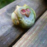 Owl Polymer Clay Pendant Bead Rustic artisan Handmade