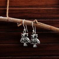 Silver Owl-Shaped Earrings  For Women