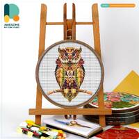 Mandala Owl Cross Stitch Pattern and Kit - Modern Cross Stitch Needlework Art, CS539