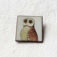 Handmade Ceramic Barn Owl Brooch, Nature Lover Gift