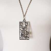 Amazing handcrafted retro modernist owl tin/pewter necklace designed TYR Sweden