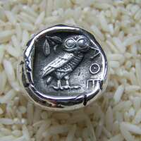 Athenian Owl Coin Replica Mans Ring, Mens Ring