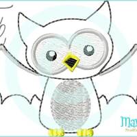 Stickdatei BatOwl Eule Fledermaus Appli 10x10 Stickmuster  embroidery design doodle appliqué 