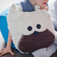Plush owl large Throw pillow grandma relax for master bedroom Fur pillows for toddler sham king pill