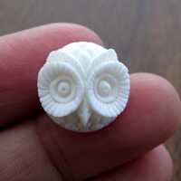 15mm Hand carved Owl , Buffalo Bone carving, Flat backed, Jewelry Supplies S7973