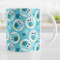 Turquoise Owl Mug, cute owl pattern coffee cup, owl gift - 11oz or 15oz ceramic coffee mug or mug se