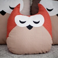 Terracotta pillow case Cover cushion Stuffed owl animal head Nursery throw pillow for kids