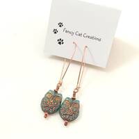 Czech Glass Owls Drop Earrings
