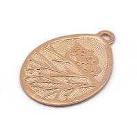 Rose Gold Owl Charm, 1 Rose Gold Lacquer Plated Brass Owl Textured Drop Shape Charms With 1 Loop, Bl