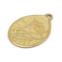Gold Owl Charm, 1 Gold Lacquer Plated Brass Owl Textured Drop Shape Charms With 1 Loop, Blanks (38x2