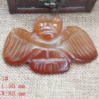 Design Agate Pendant 3D Fly Owl with Axe Carved Agate Amulet Chinese Culture