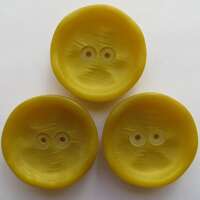 1950s Vintage Big 'Owl Eyes' Couture Lemon Yellow Coat Cape Dress Buttons-35mm