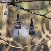 Gothic Owl Earrings | Handmade Bronze Triangle Drop Earrings | Nature Jewelry | Eco-Friendly Gift