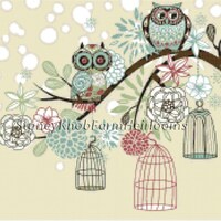 Owls Out of Their Cages ~ Whimsical, Birds ~ DIY Cross Stitch Pattern in Color and in BlackWhite Sym