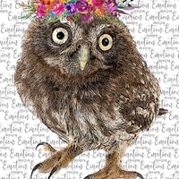 Owl with Flowers clipart, instant download, Sublimation graphics, PNG, DTF printing