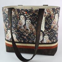 Rustic Barn Owl Shoulder Bag Autumn handbag Bird Feathers purse Fall Leaves tote